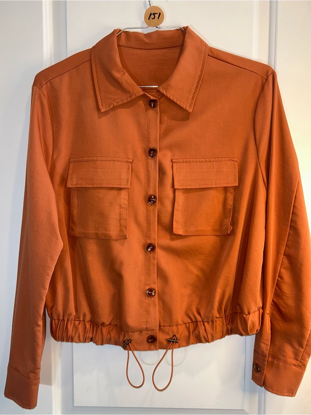 Women’s Rust Orange Button-Front Utility Jacket